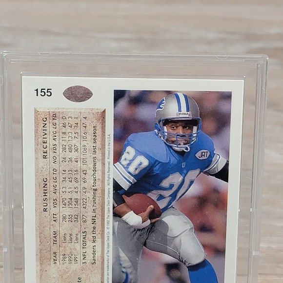 Barry Sanders Autographed 1992 Upper Deck NFL Football Card Detroit Lions RB - Picture 5 of 6